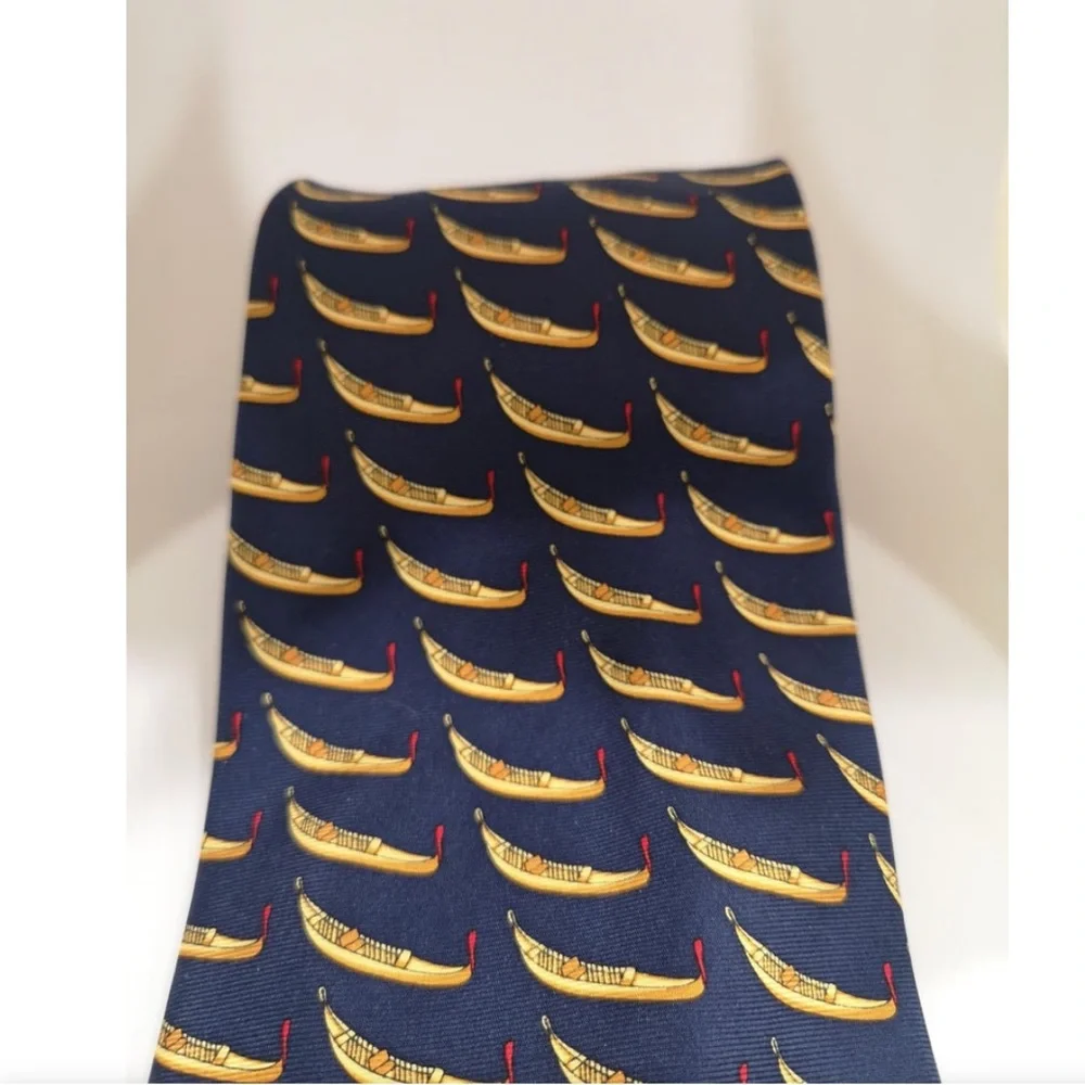 Italian silk Fabris blue gondola necktie